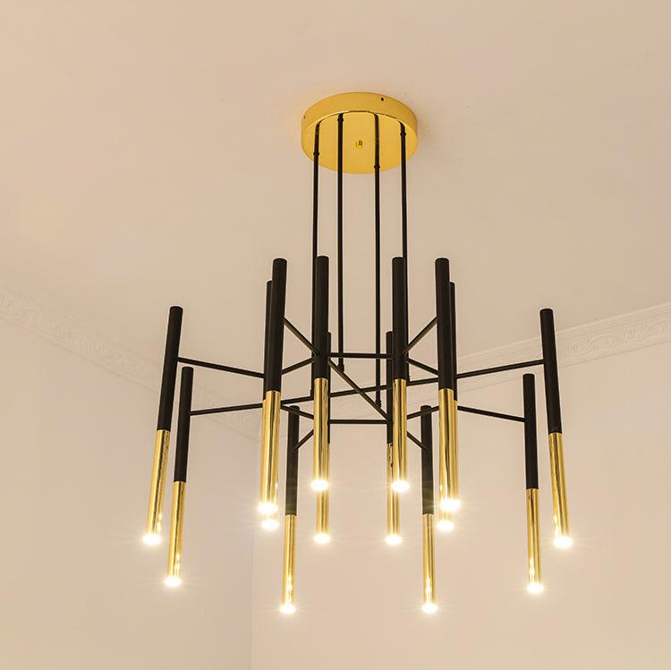 Arixon Kronleuchter Moderne Stäbe Schwarz Gold