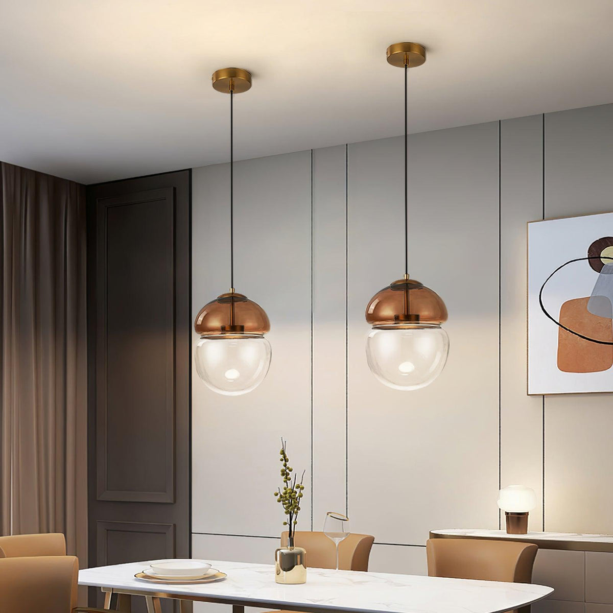 Aged Pendelleuchte im modernen minimalistischen Stil mit Kuppel aus Glas