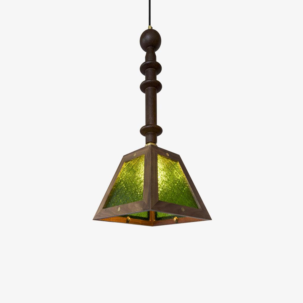 Zilten Elegance Vintage-Glas-Holz-Pendelleuchte