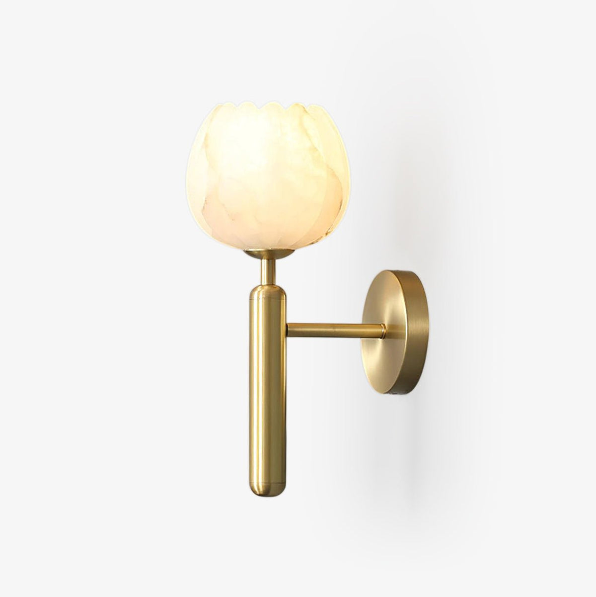 Nivarina Wandleuchte aus Alabaster in Messing mit floraler Verzierung