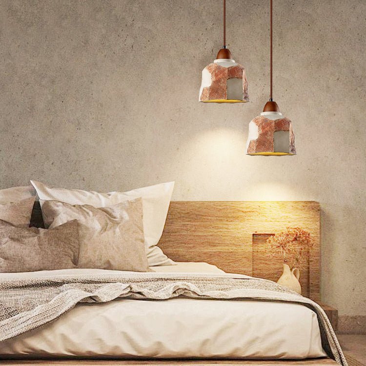 Caldreux Pendelleuchte aus Microcement mit texturiertem Lampenschirm