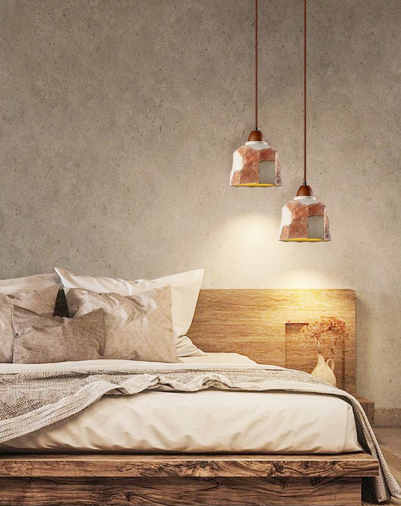 Caldreux Pendelleuchte aus Microcement mit texturiertem Lampenschirm
