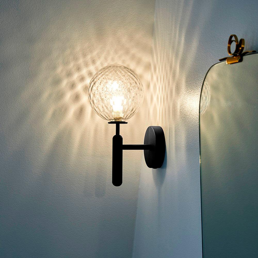 Kynlo Wandleuchte Mit Stecker Transparent Optisches Glas Kugel Nordisch Minimalistisch für Schlafzimmer