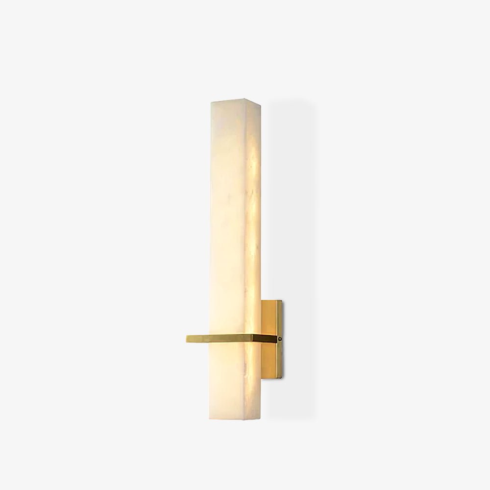 Eiriaya Wandleuchte aus weißem Alabaster und Messing in moderner Quaderform