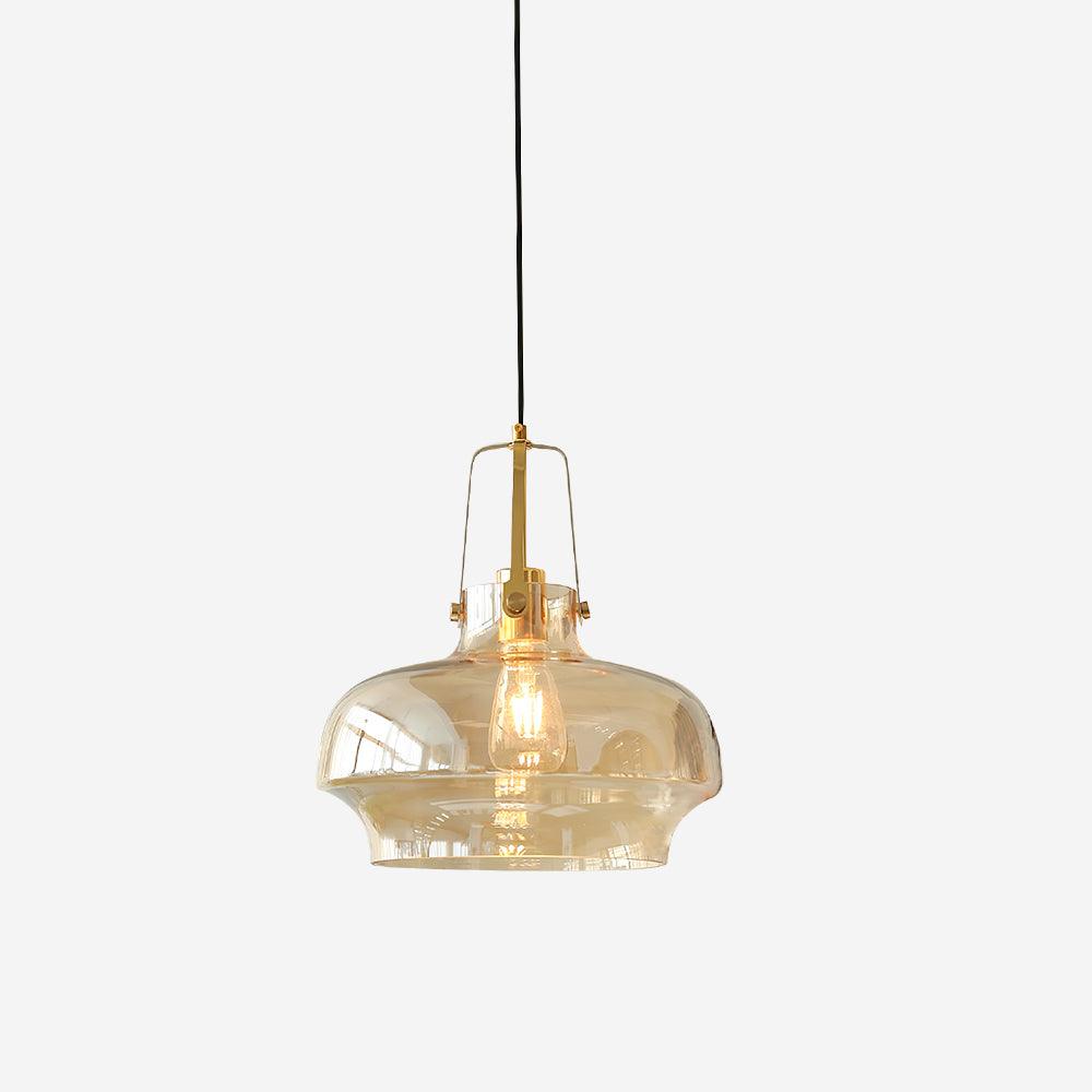 Liorarise Bernsteinfarben Pendelleuchte aus Glas mit Messing-Fittings