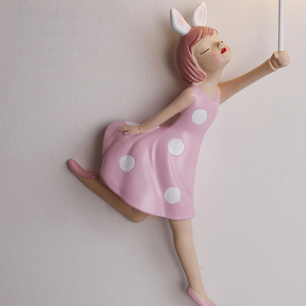Aria Modern Ballon/Mädchen Form Acryl Rosa Wandleuchte, Wohnzimmer