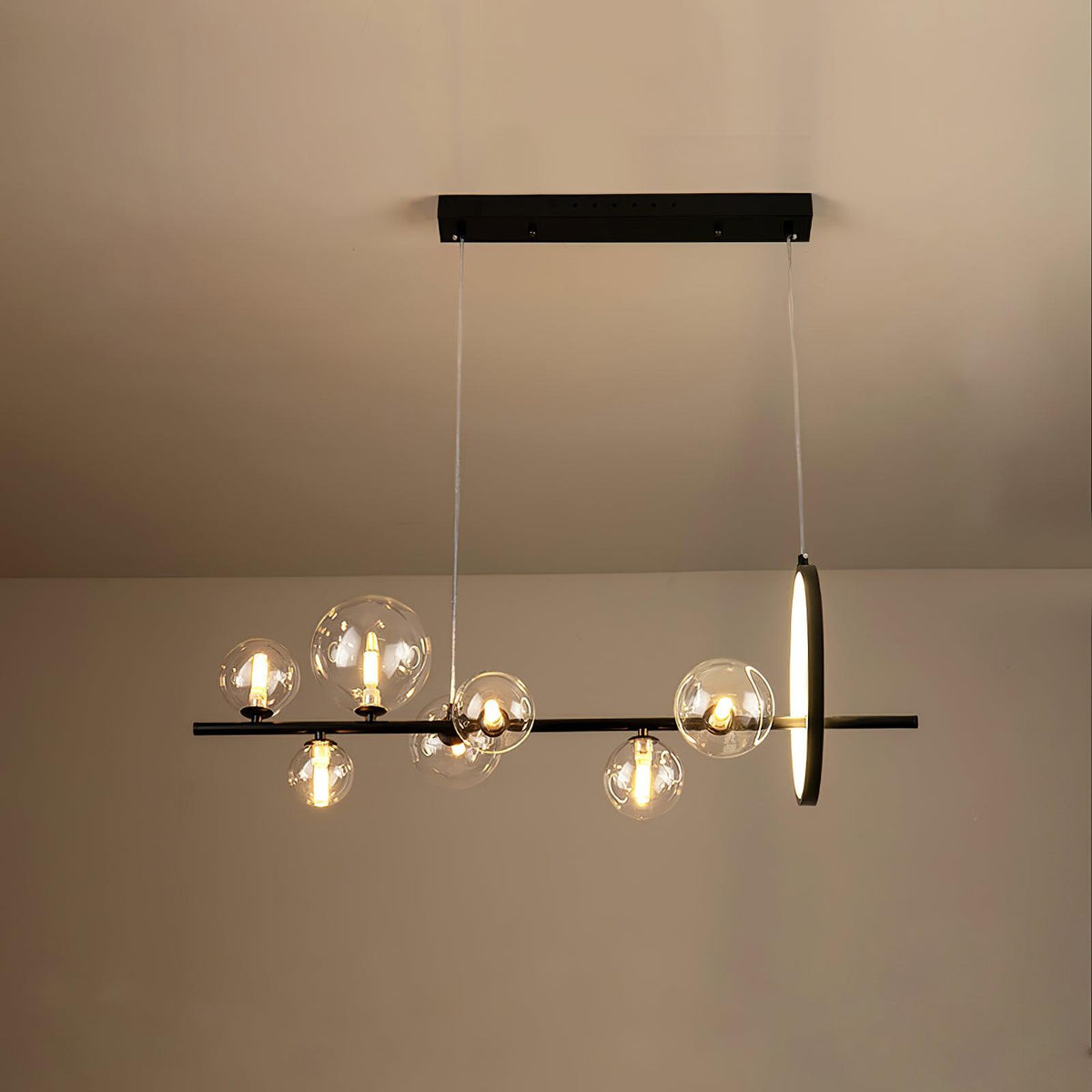 Edvane Kronleuchter Glas Kugel Nordisch Schwarz LED