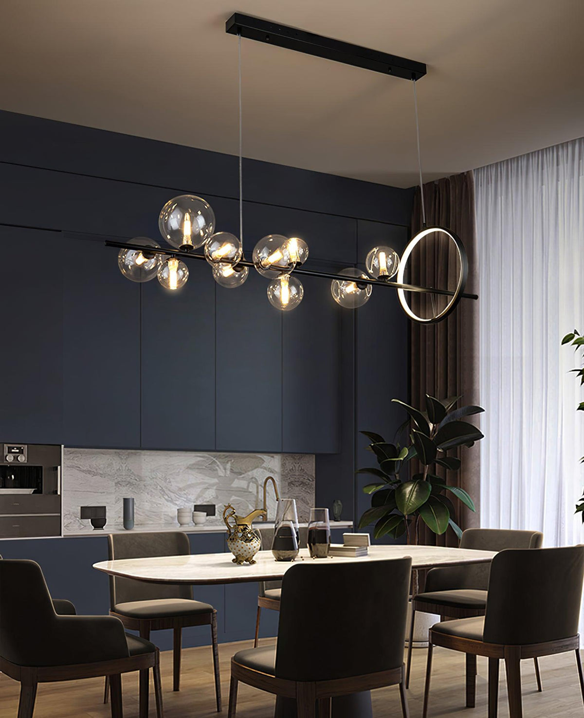 Edvane Kronleuchter Glas Kugel Nordisch Schwarz LED