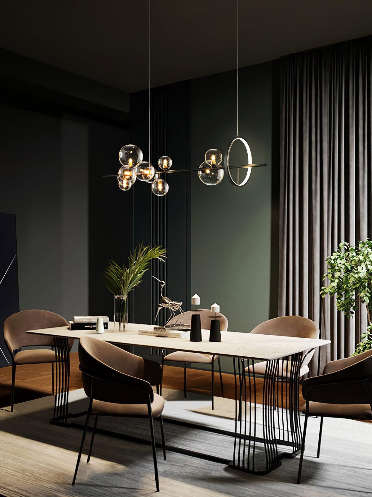Edvane Kronleuchter Glas Kugel Nordisch Schwarz LED