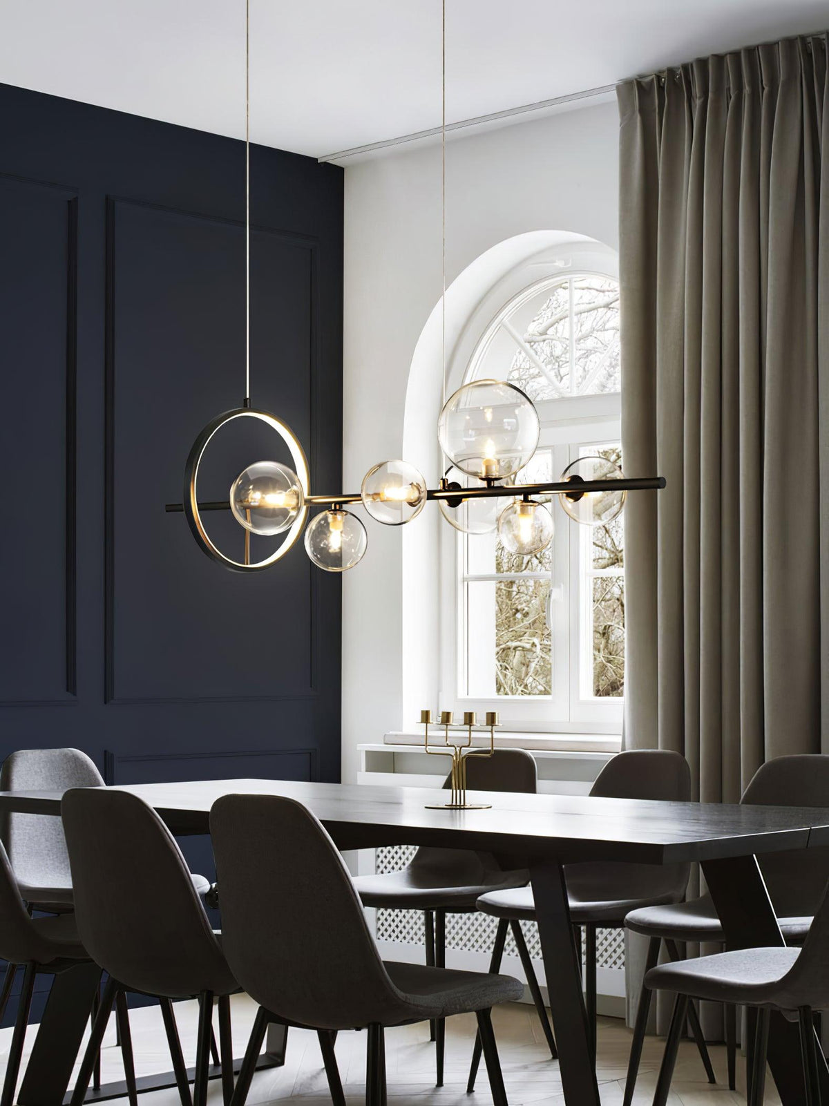 Edvane Kronleuchter Glas Kugel Nordisch Schwarz LED