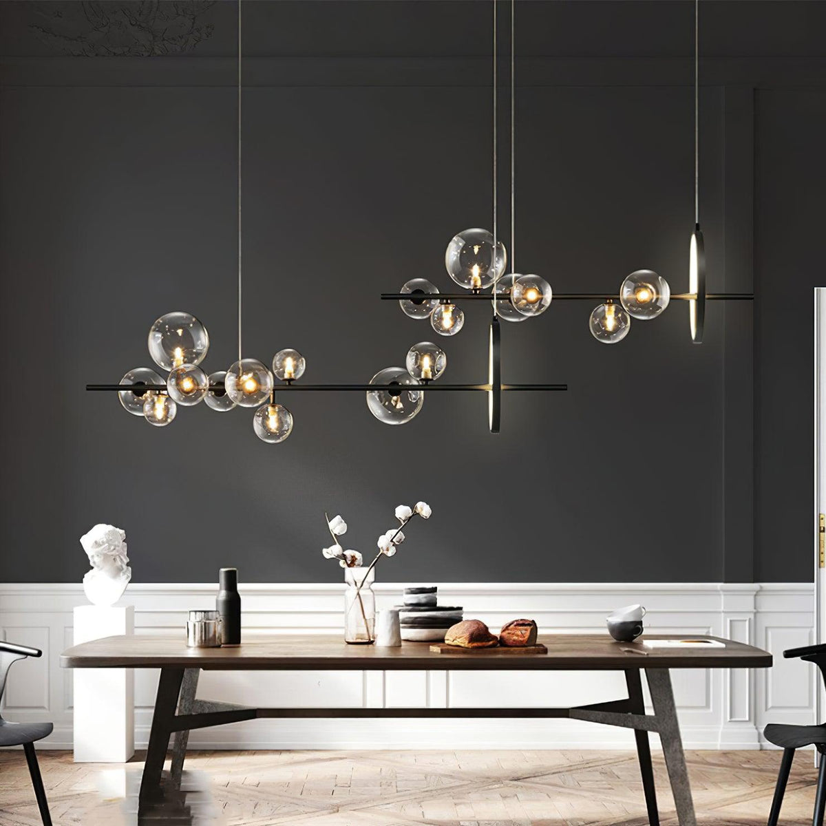 Edvane Kronleuchter Glas Kugel Nordisch Schwarz LED