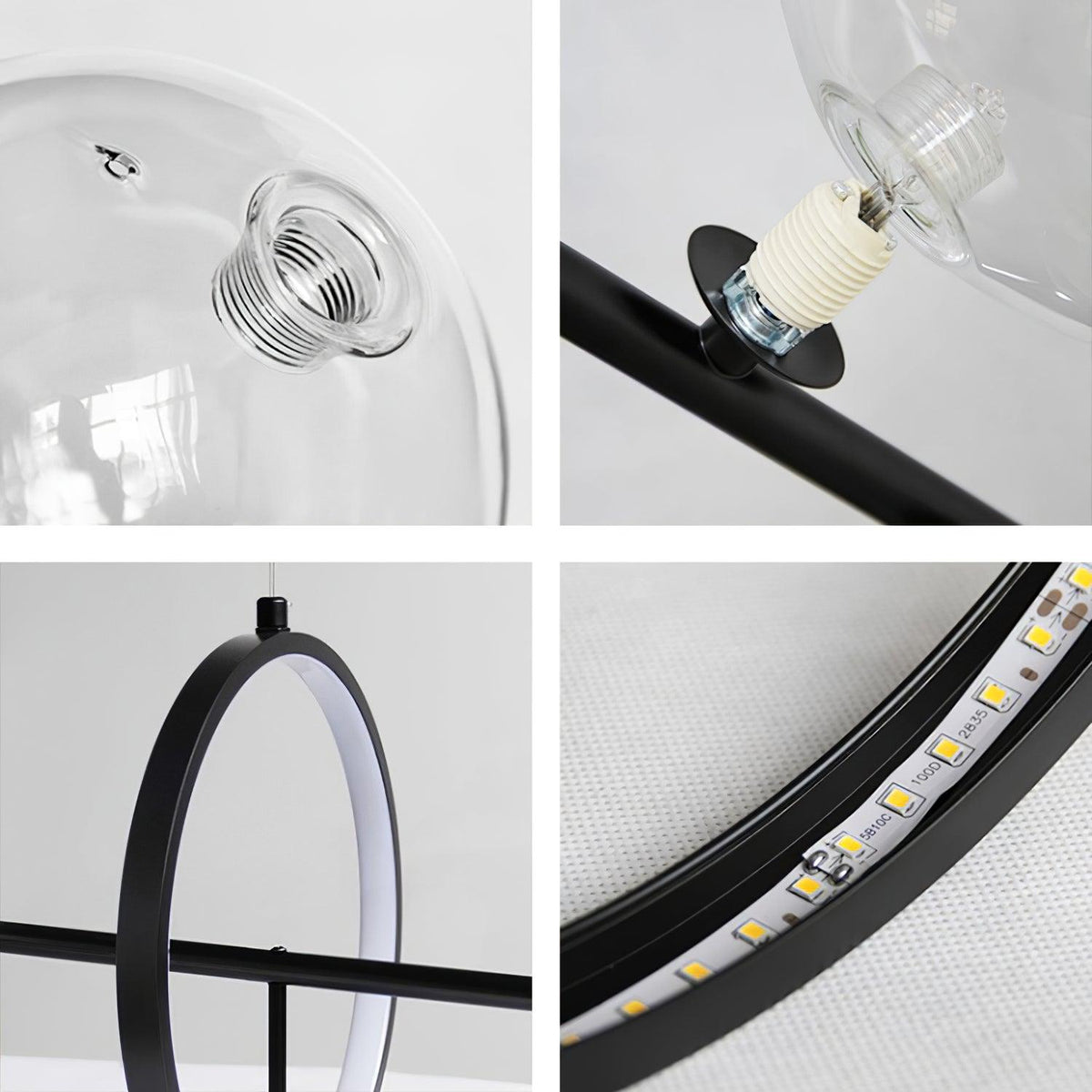 Edvane Kronleuchter Glas Kugel Nordisch Schwarz LED