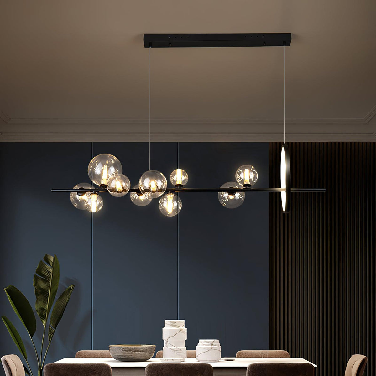 Edvane Kronleuchter Glas Kugel Nordisch Schwarz LED