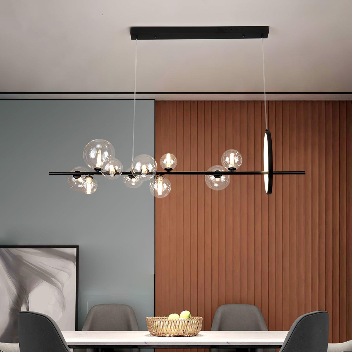 Edvane Kronleuchter Glas Kugel Nordisch Schwarz LED