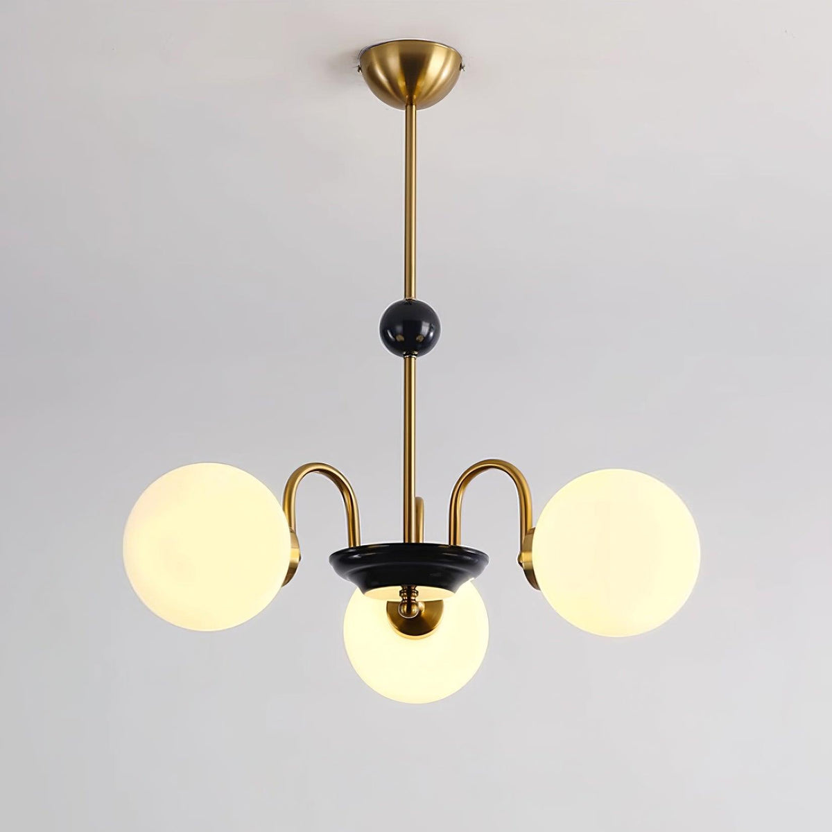 Kronleuchter gekrümmte Arme Kugelschirme moderner Retro-Stil Esszimmer