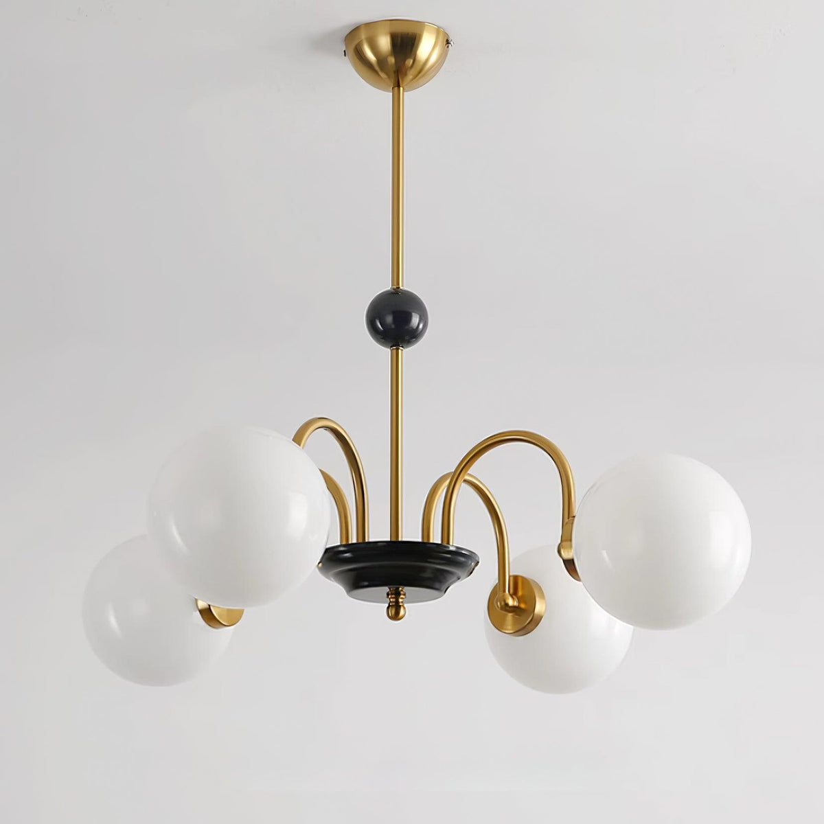 Kronleuchter gekrümmte Arme Kugelschirme moderner Retro-Stil Esszimmer