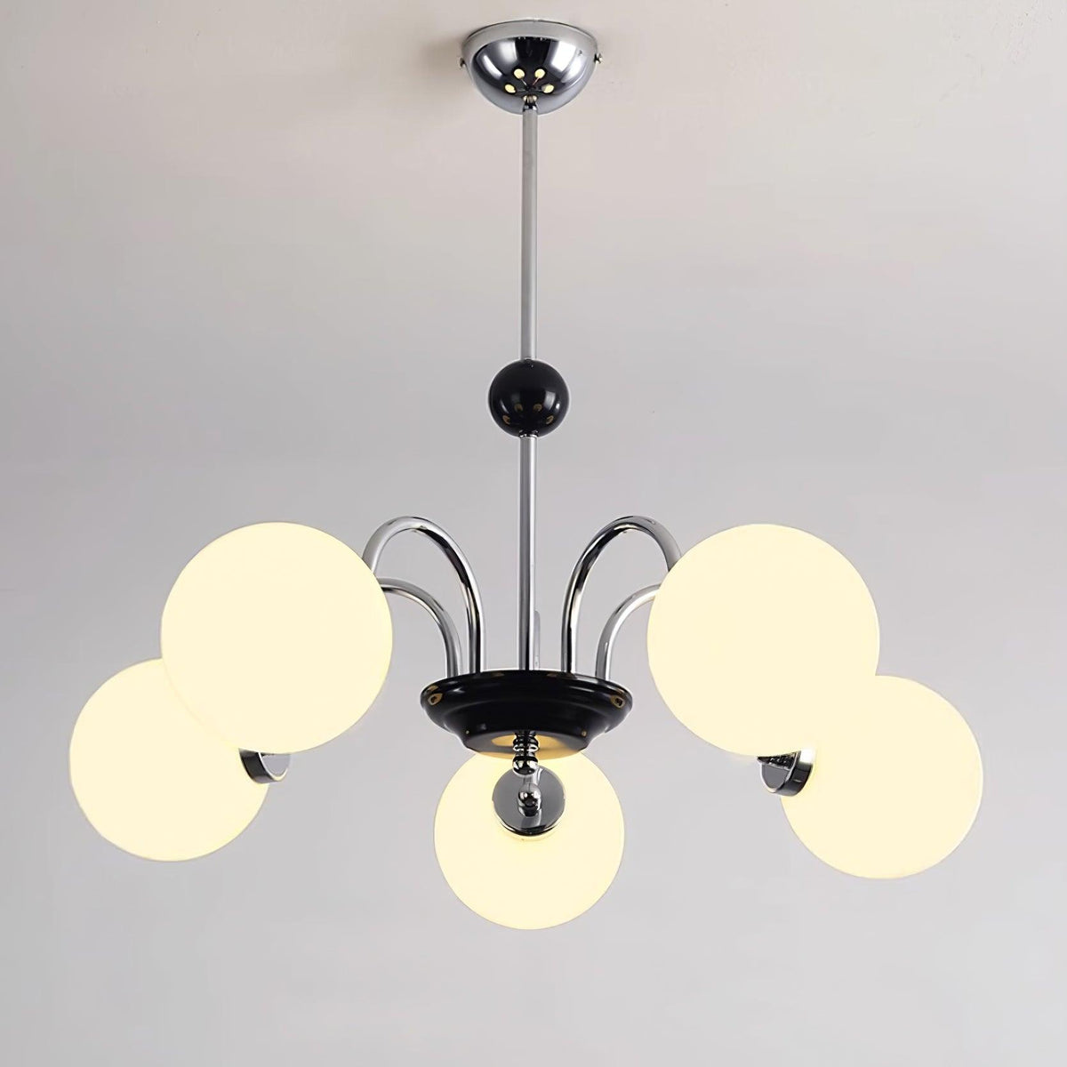 Kronleuchter gekrümmte Arme Kugelschirme moderner Retro-Stil Esszimmer