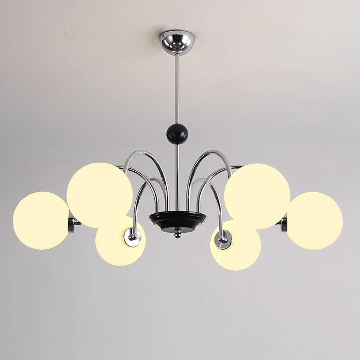 Kronleuchter gekrümmte Arme Kugelschirme moderner Retro-Stil Esszimmer