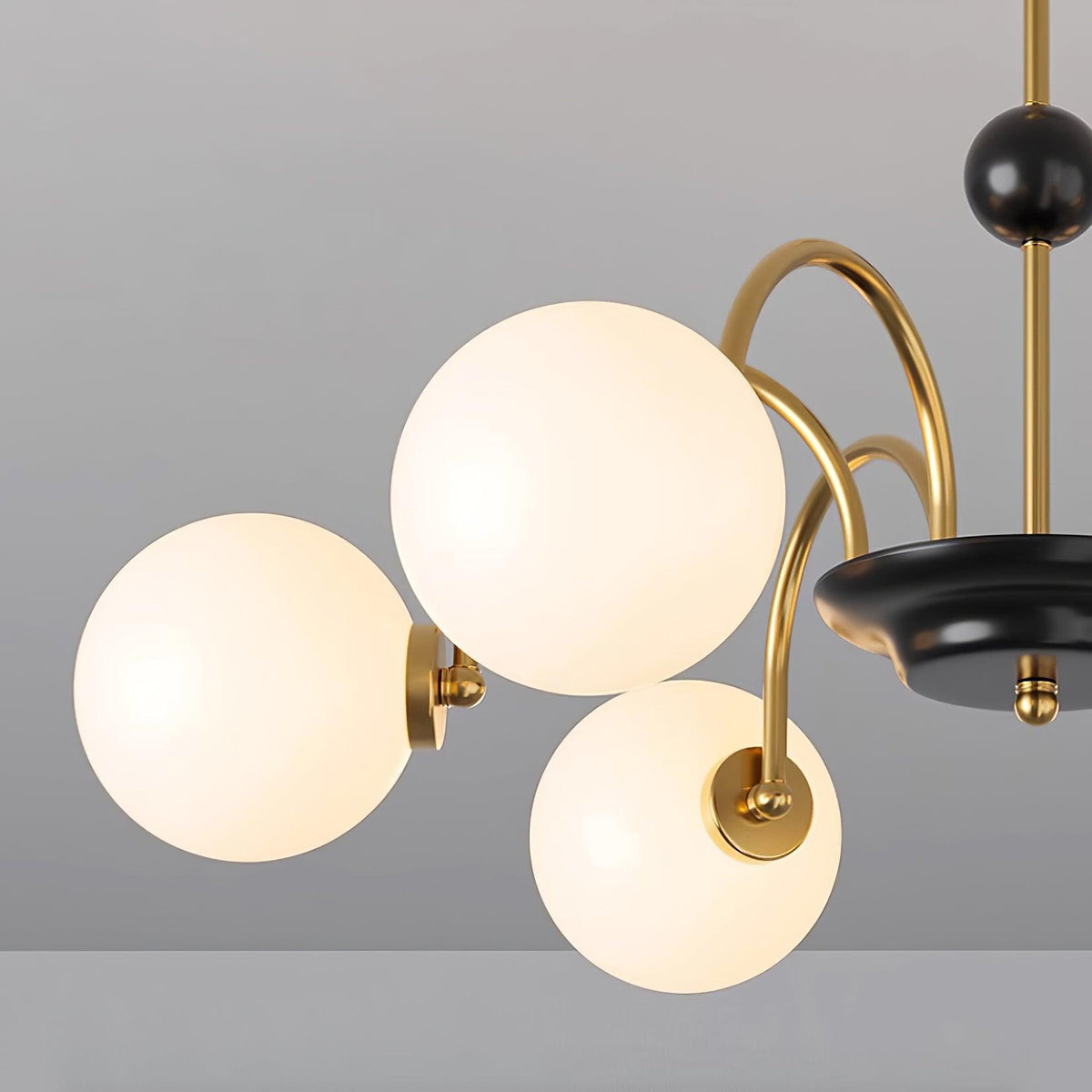 Kronleuchter gekrümmte Arme Kugelschirme moderner Retro-Stil Esszimmer
