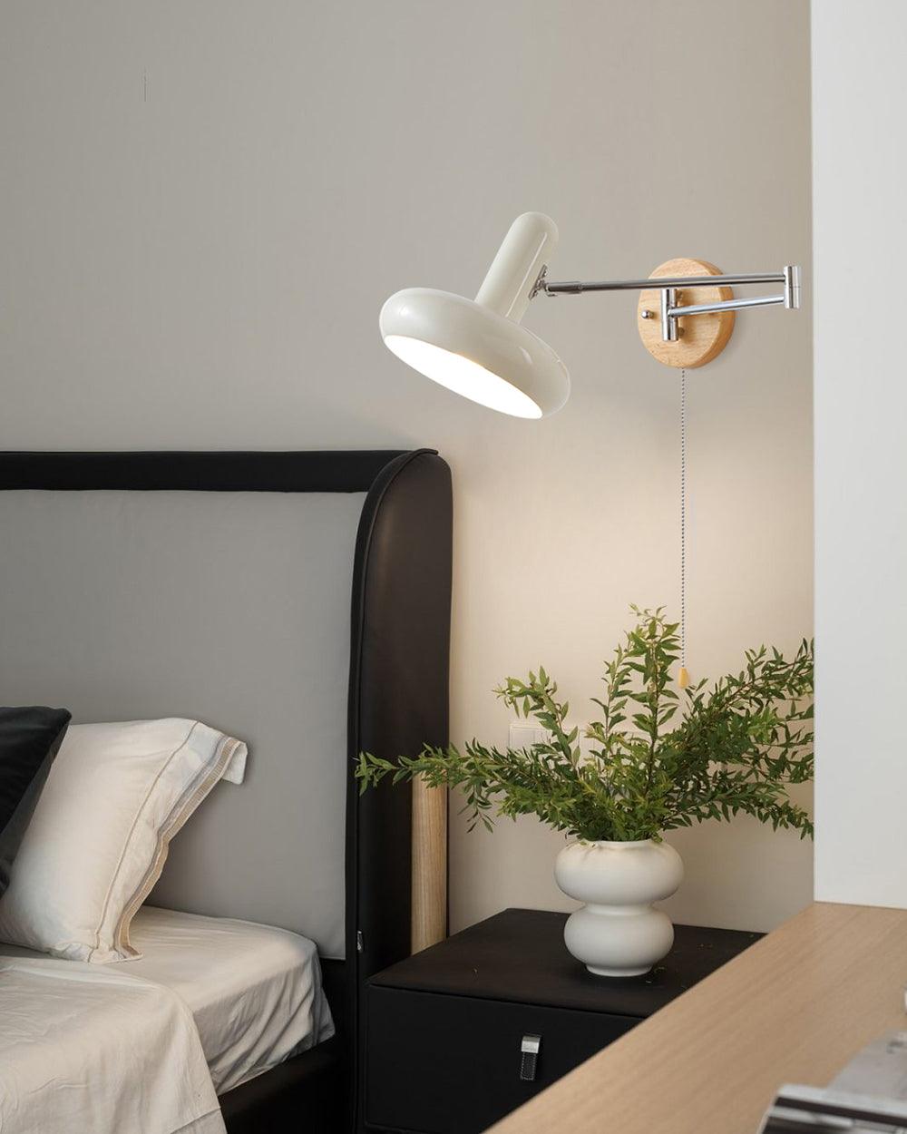 Wandleuchte Swivel Arm runder Lampenschirm mit Zugkette modern Retro