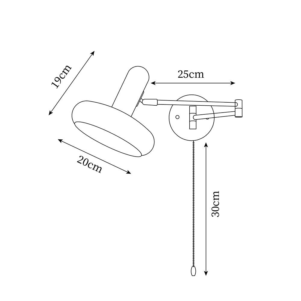 Wandleuchte Swivel Arm runder Lampenschirm mit Zugkette modern Retro