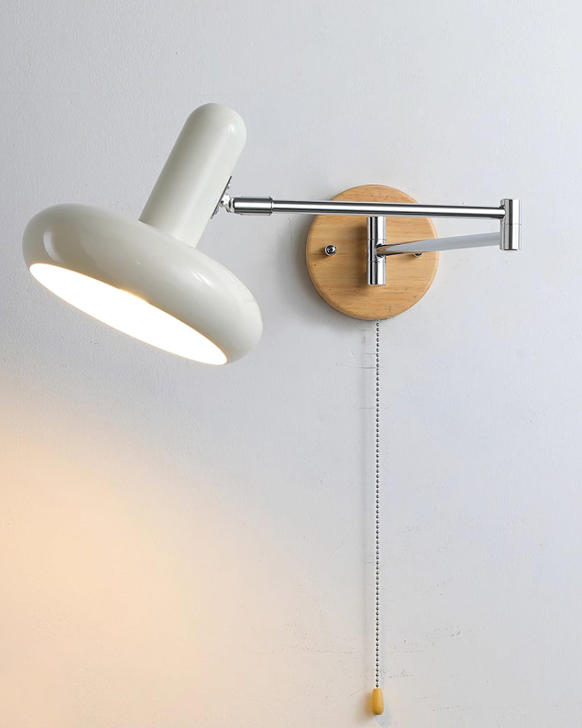 Wandleuchte Swivel Arm runder Lampenschirm mit Zugkette modern Retro