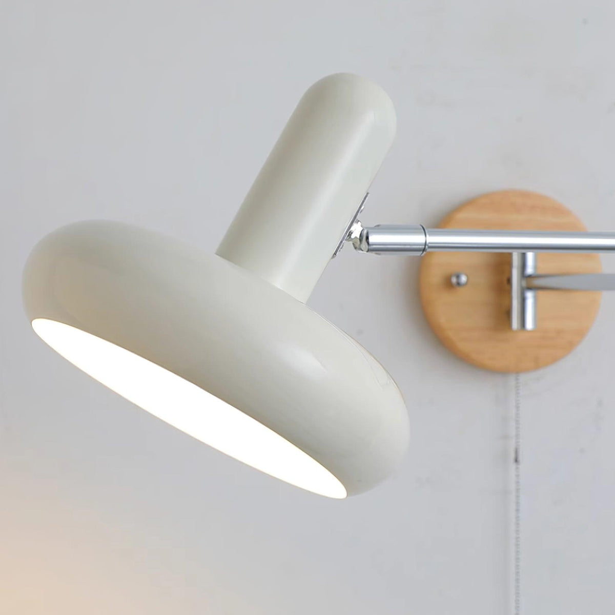 Wandleuchte Swivel Arm runder Lampenschirm mit Zugkette modern Retro