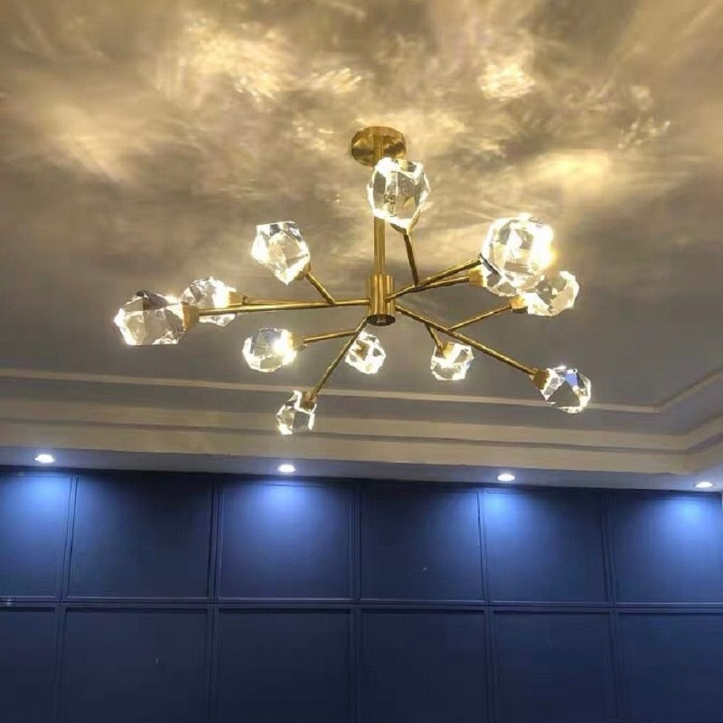 Kristy Vintage Vintage LED Kronleuchter Sputnik Gold Wohn/Schlafzimmer Kristall