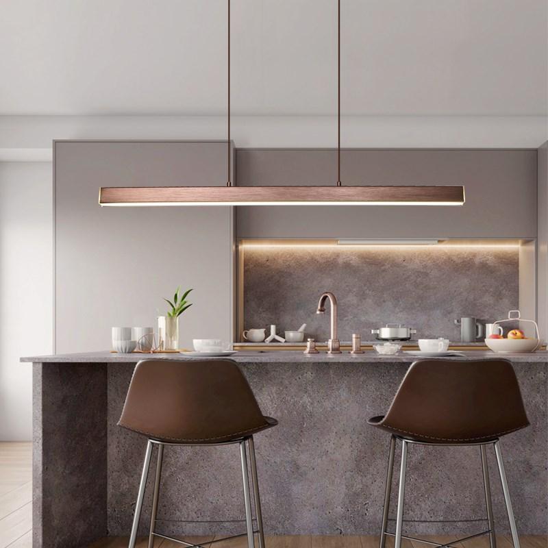 Arisha Moderne LED Pendelleuchte Linear Schwarz/Braun Esszimmer Metall