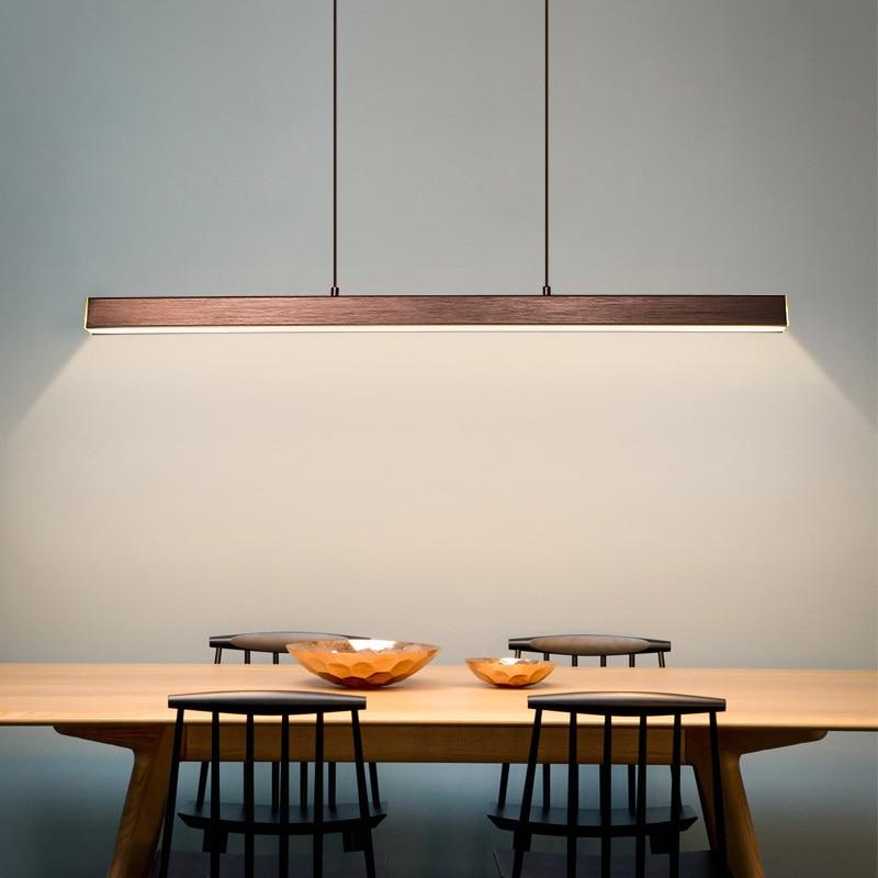 Arisha Moderne LED Pendelleuchte Linear Schwarz/Braun Esszimmer Metall