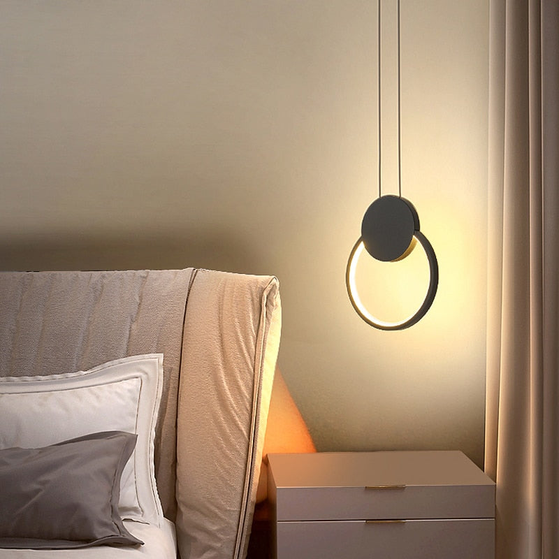 Arisha Minimalistisch Pendelleuchte Ring Schwarz/Weiß Wohnzimmer