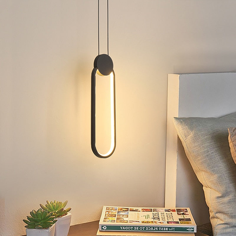 Arisha Minimalistisch Pendelleuchte Ring Schwarz/Weiß Wohnzimmer