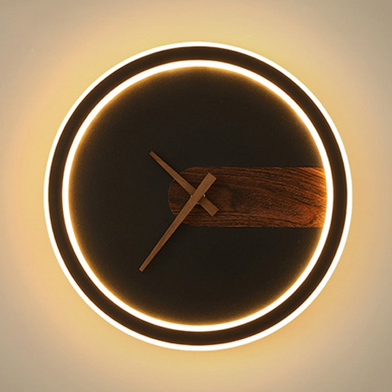 Arisha Modern Uhr LED Innenwandleuchte Schwarz Schlaf/Wohnzimmer