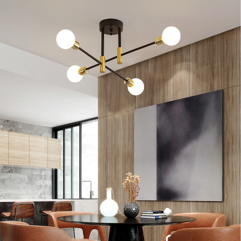 Valentina Modern Deckenleuchte Kugel Wohnzimmer Schlafzimmer Scharz/Gold Metall