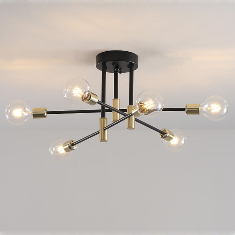Valentina Modern Deckenleuchte Kugel Wohnzimmer Schlafzimmer Scharz/Gold Metall