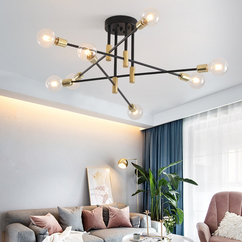 Valentina Modern Deckenleuchte Kugel Wohnzimmer Schlafzimmer Scharz/Gold Metall