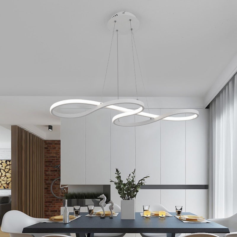 Arisha Modern LED Pendelleuchte Schwarz Weiß Gold Metall Wohnzimmer