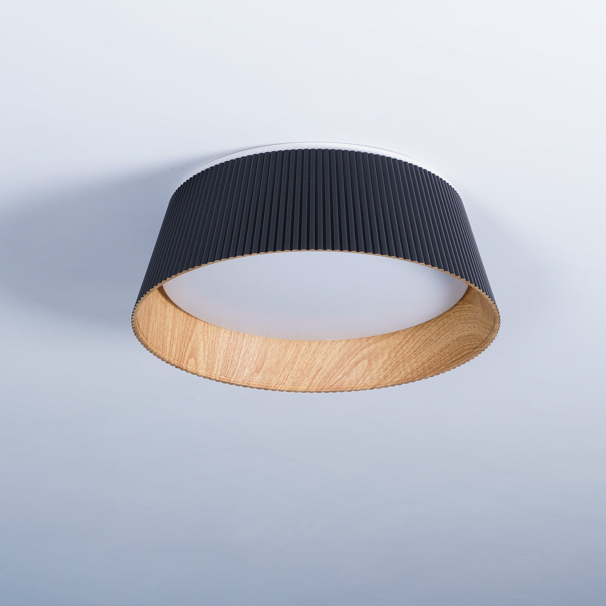 Rineia Deckenleuchte geripptes Trommelform Holz Elegant Zeitgenössisch