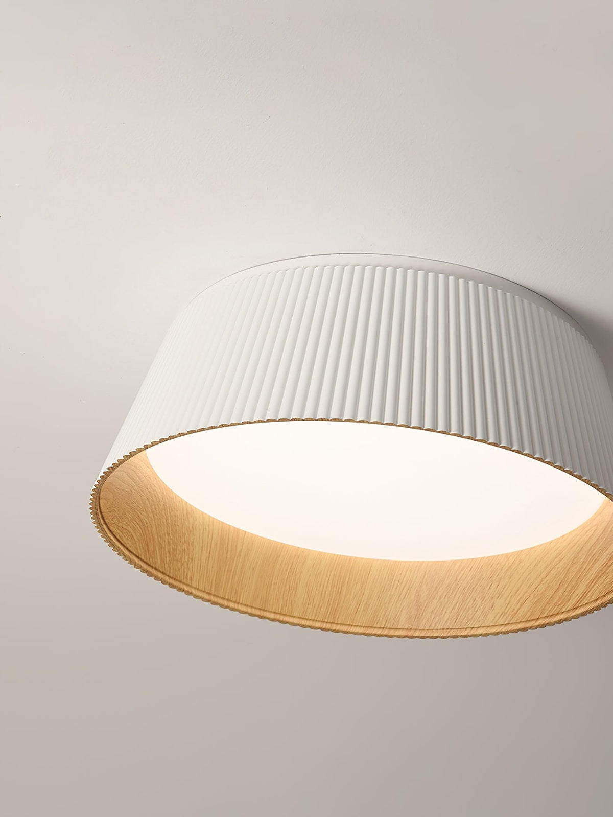 Rineia Deckenleuchte geripptes Trommelform Holz Elegant Zeitgenössisch