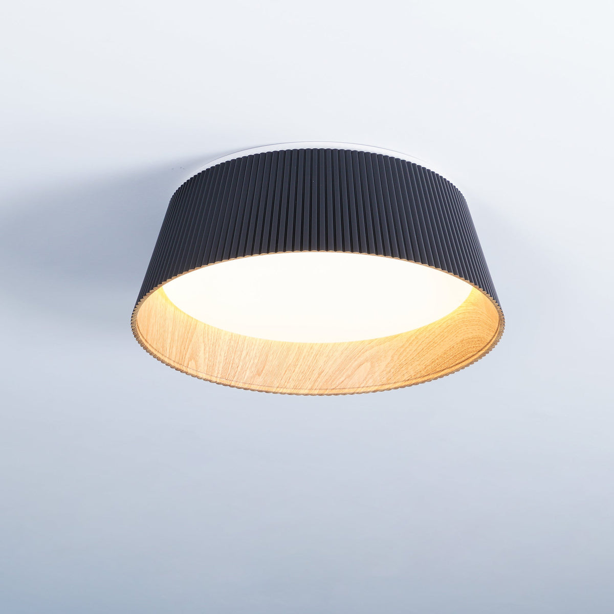 Rineia Deckenleuchte geripptes Trommelform Holz Elegant Zeitgenössisch