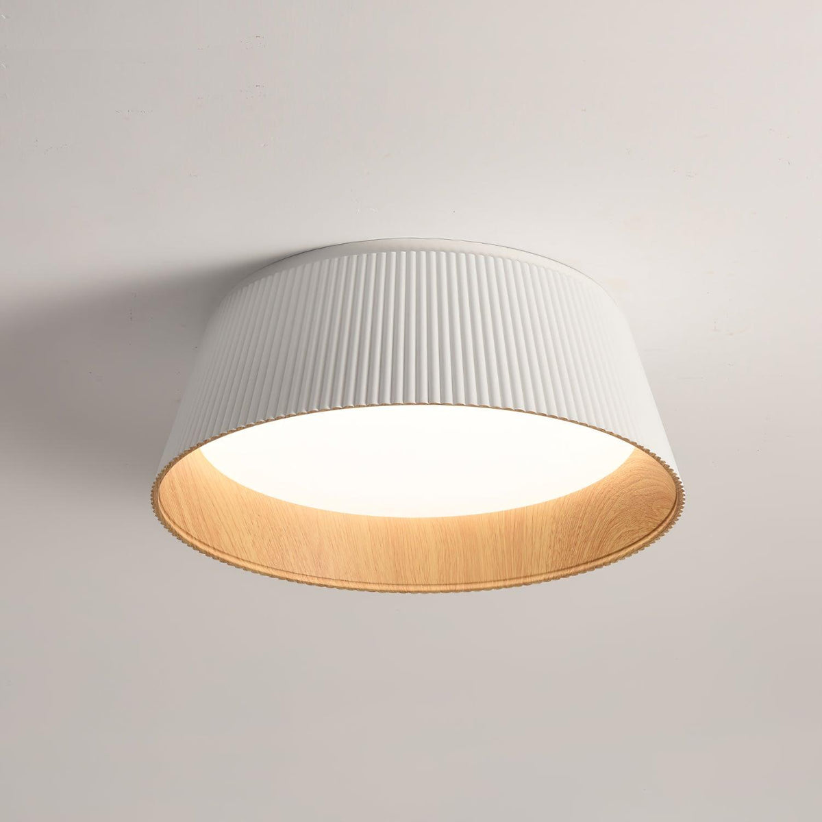 Rineia Deckenleuchte geripptes Trommelform Holz Elegant Zeitgenössisch