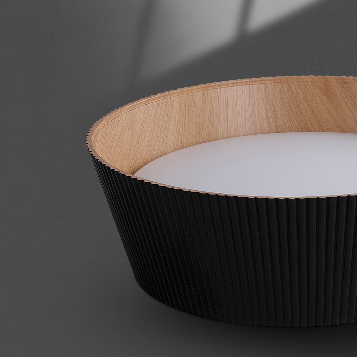 Rineia Deckenleuchte geripptes Trommelform Holz Elegant Zeitgenössisch