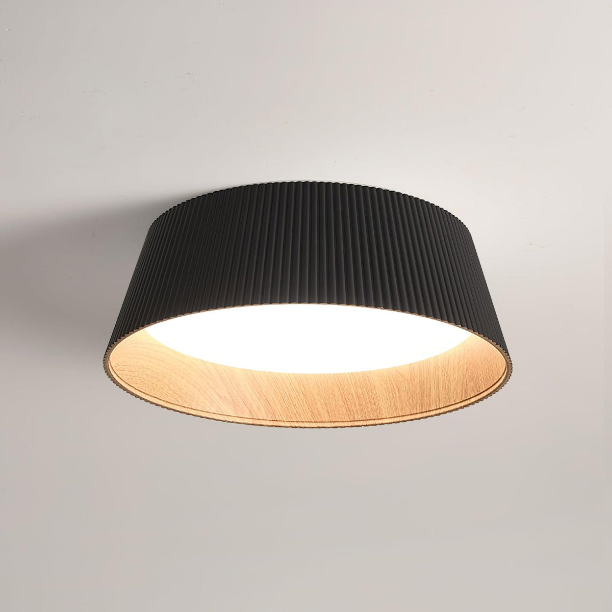 Rineia Deckenleuchte geripptes Trommelform Holz Elegant Zeitgenössisch