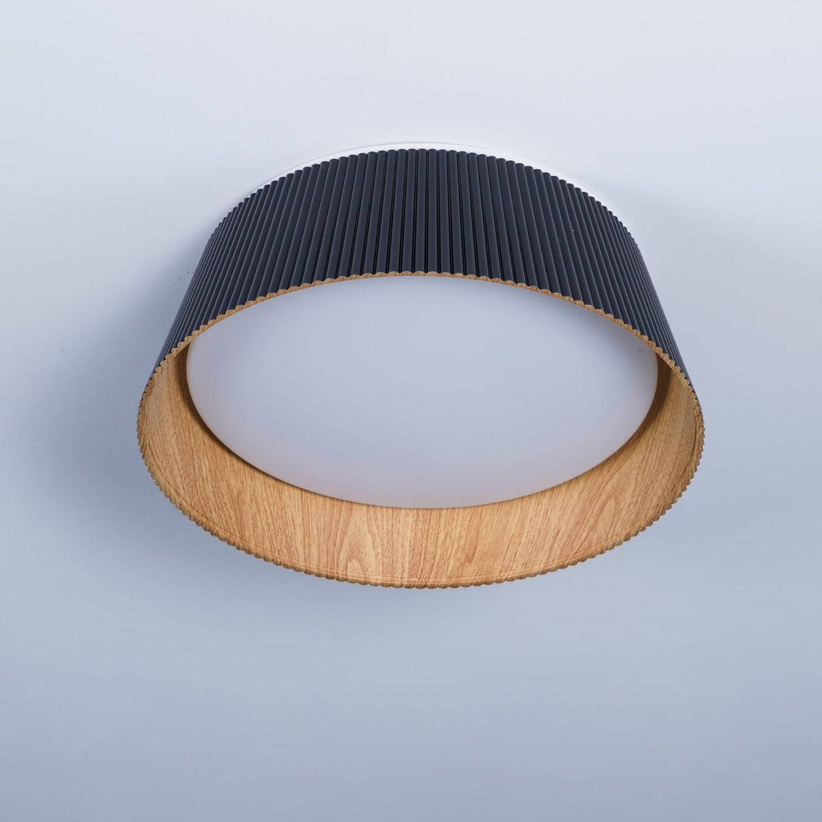 Rineia Deckenleuchte geripptes Trommelform Holz Elegant Zeitgenössisch