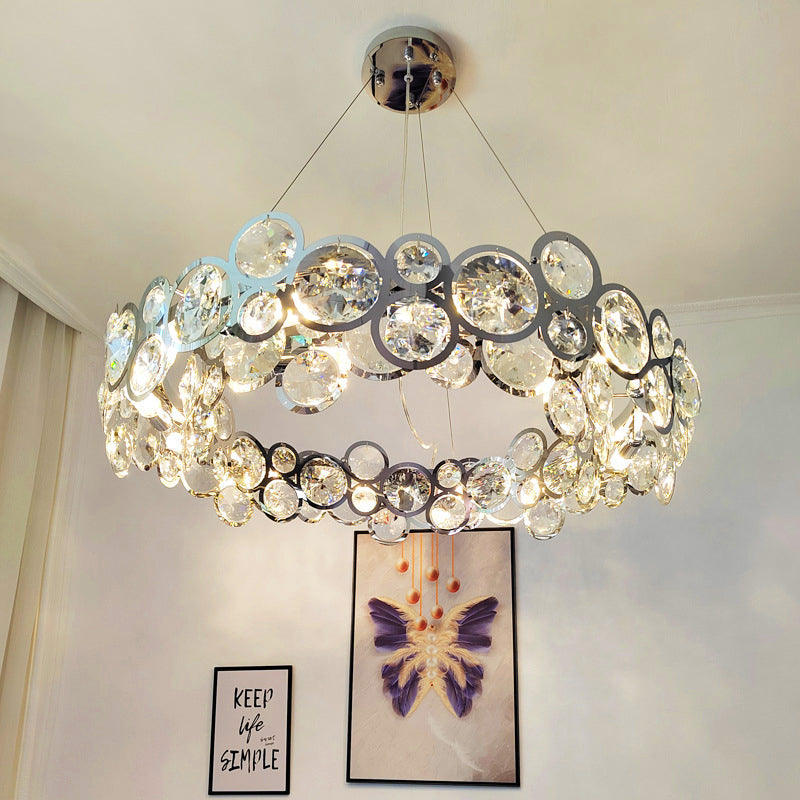 Kristy Moderne LED Rund Kronleuchter Kristall Metall Wohnzimmer