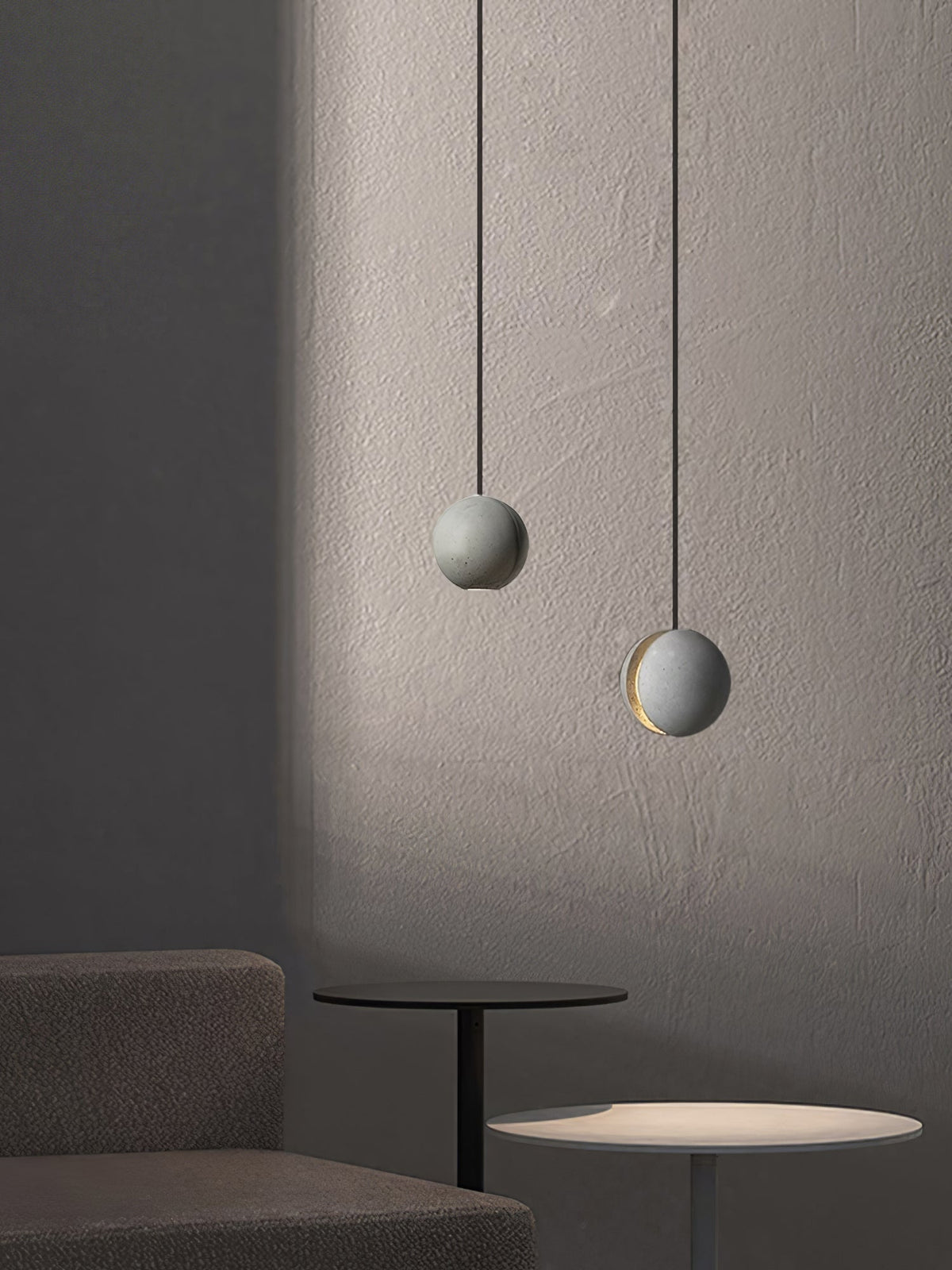 Umi Pendelleuchte aus Beton Kugel Mond Minimalistisch