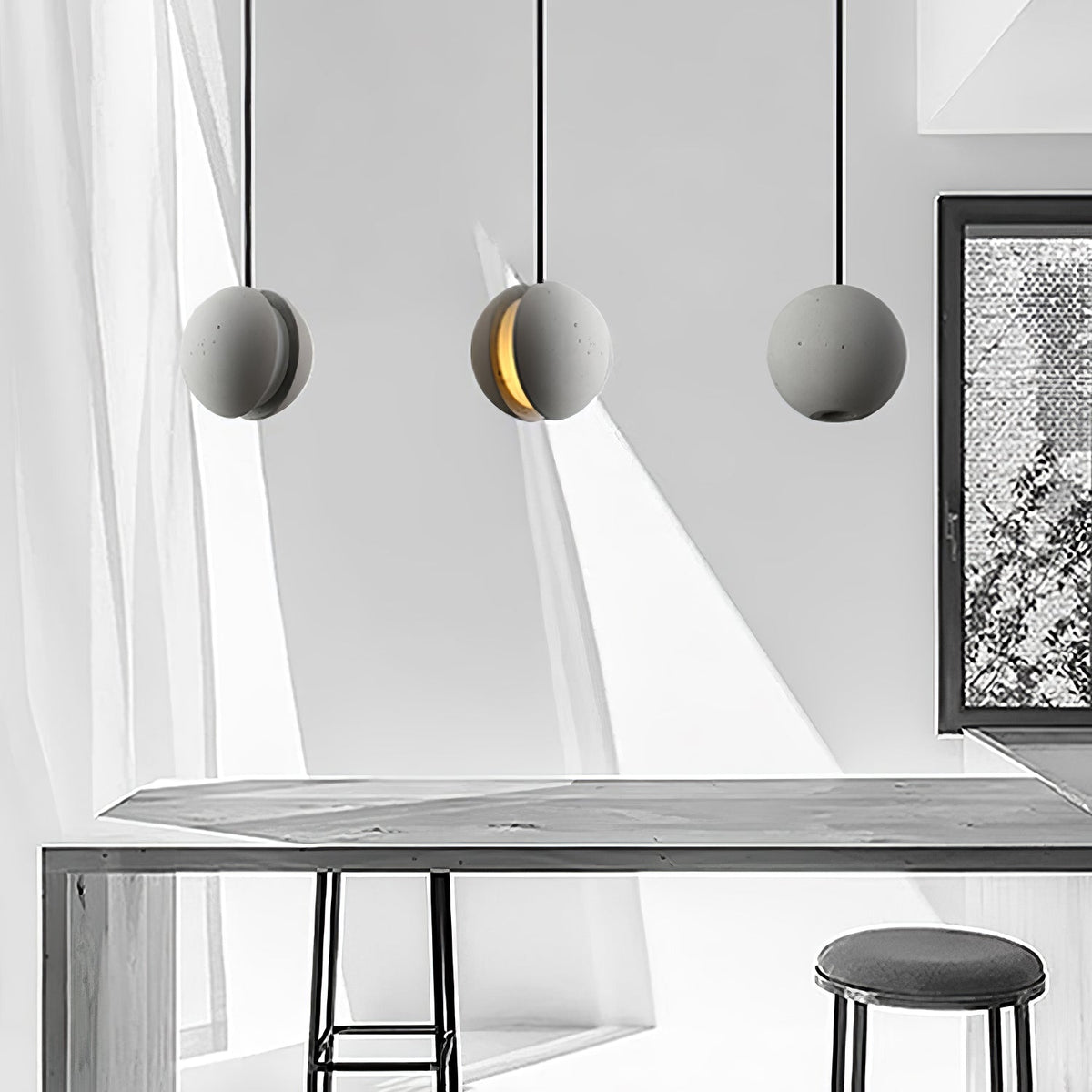 Umi Pendelleuchte aus Beton Kugel Mond Minimalistisch