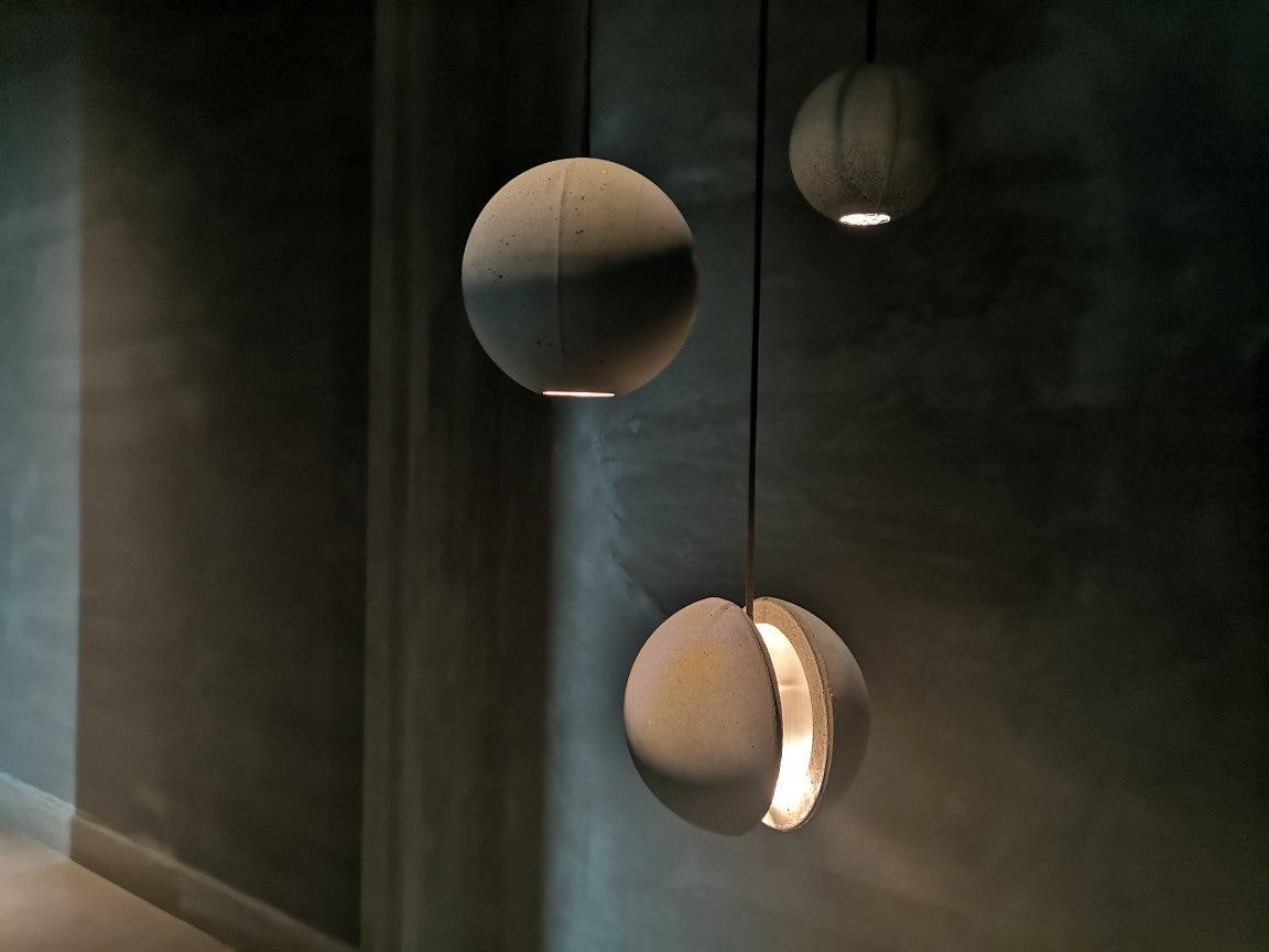 Umi Pendelleuchte aus Beton Kugel Mond Minimalistisch