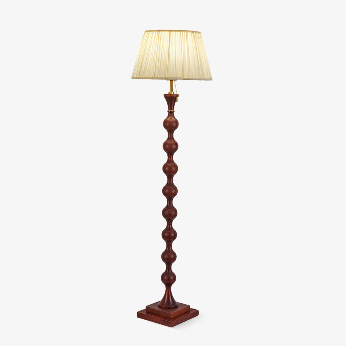 Celon Stehleuchte aus Holz und Stoff im Vintage-Stil
