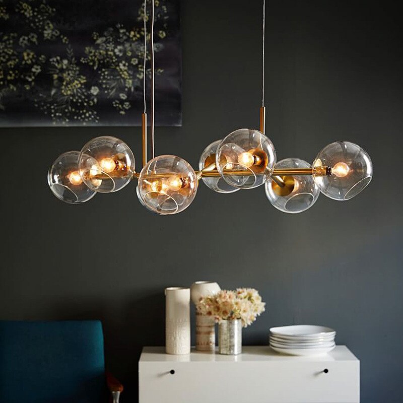 Valentina Modern LED Pendelleuchte Kugel Schwarz/Gold Ess/Wohnzimmer Glas